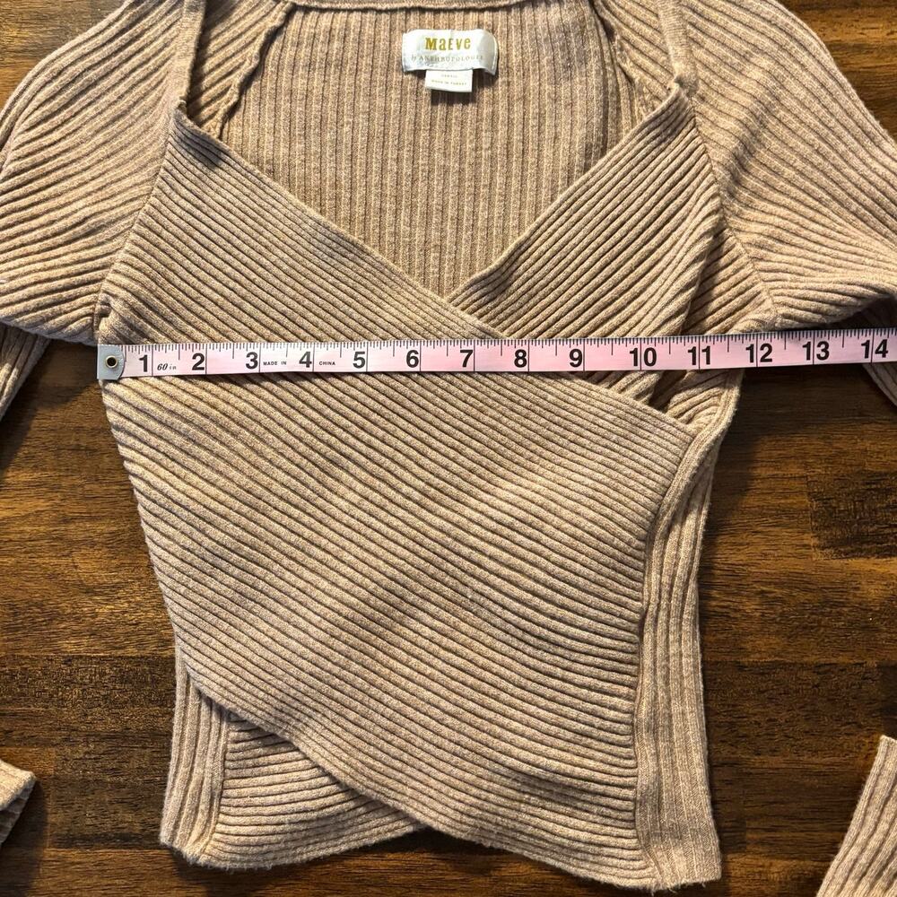 Maeve Anthropologie Size XS Sweater Wrap Front V Neck Knit Pullover Top - Picture 6 of 8